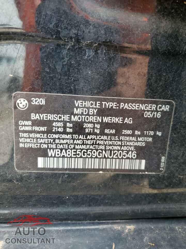 BMW 3 SERIES 2016 - WBA8E5G59GNU20546