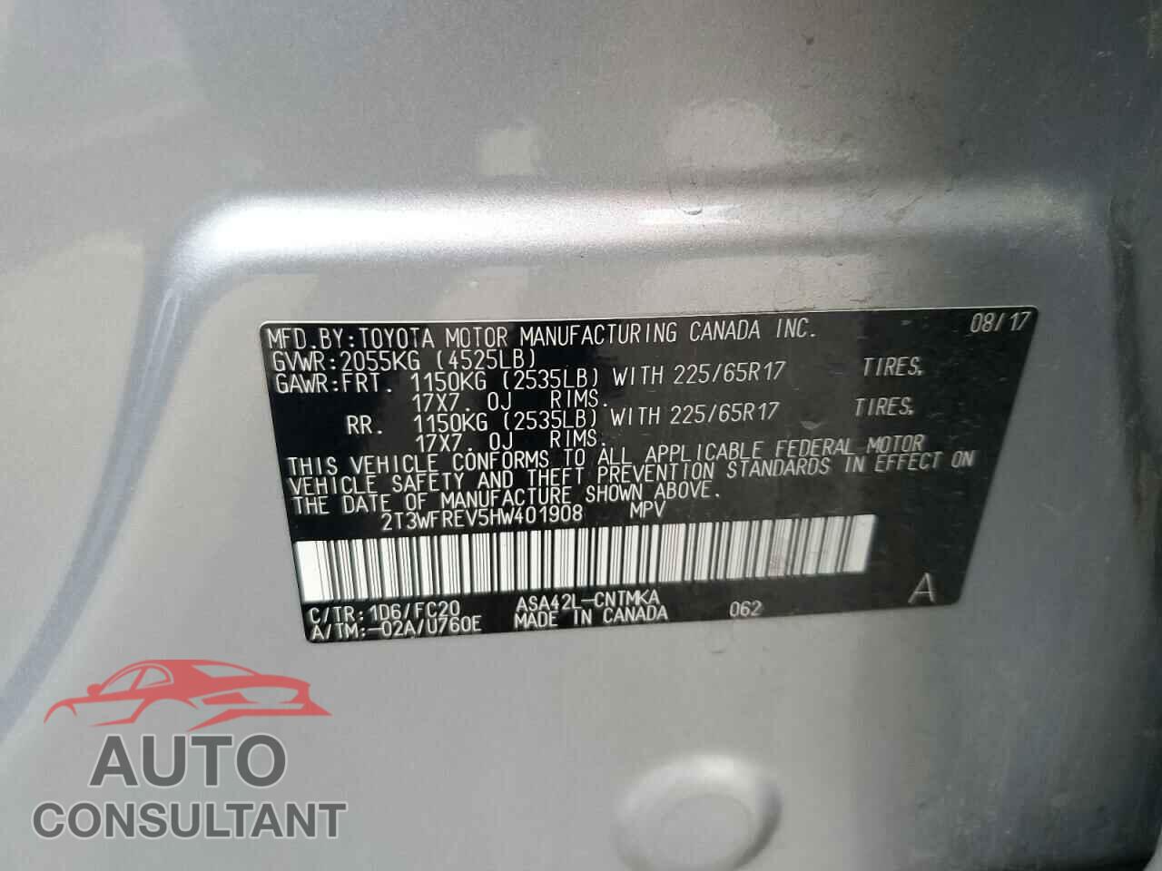 TOYOTA RAV4 2017 - 2T3WFREV5HW401908