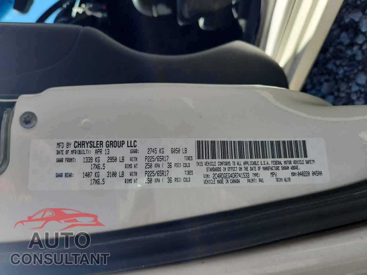 DODGE CARAVAN 2013 - 2C4RDGEG4DR741533