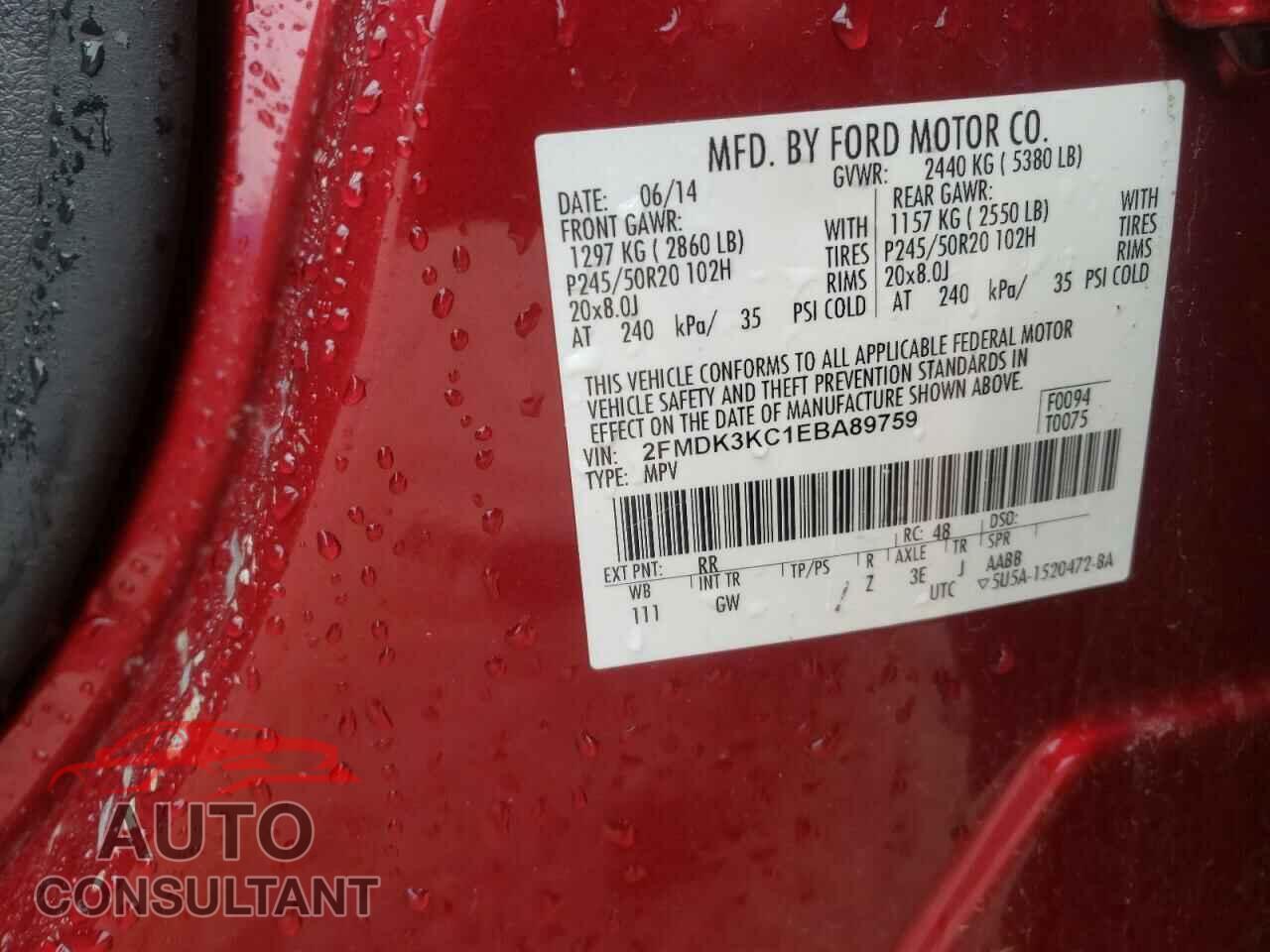 FORD EDGE 2014 - 2FMDK3KC1EBA89759