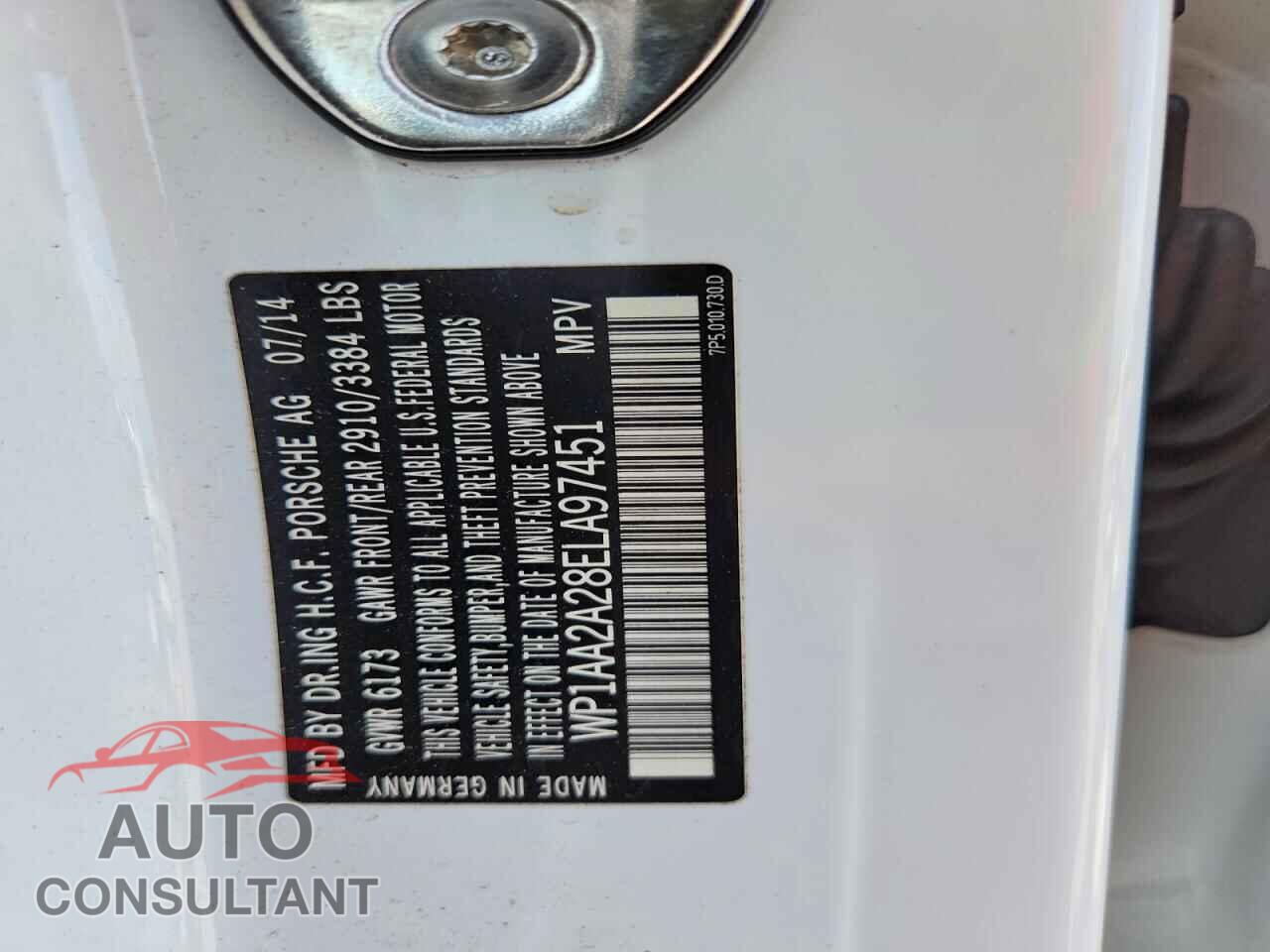 PORSCHE CAYENNE 2014 - WP1AA2A28ELA97451
