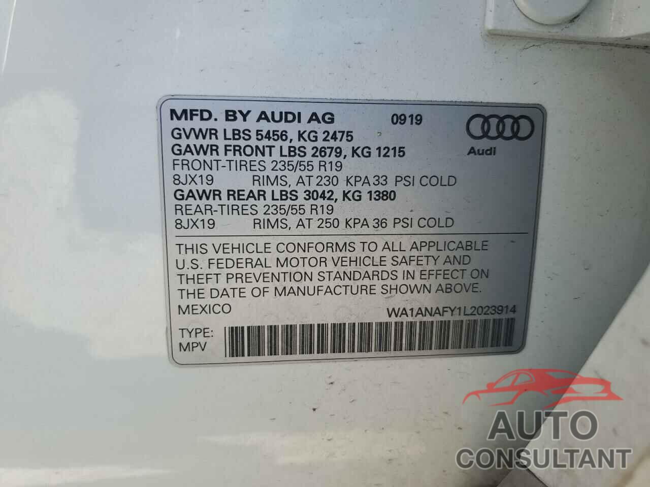 AUDI Q5 2020 - WA1ANAFY1L2023914