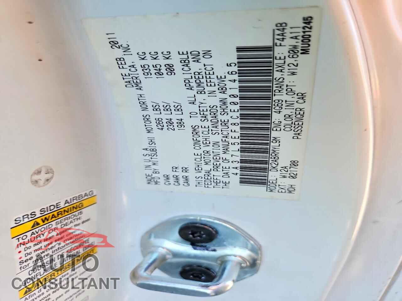 MITSUBISHI ECLIPSE 2012 - 4A37L5EF8CE001465