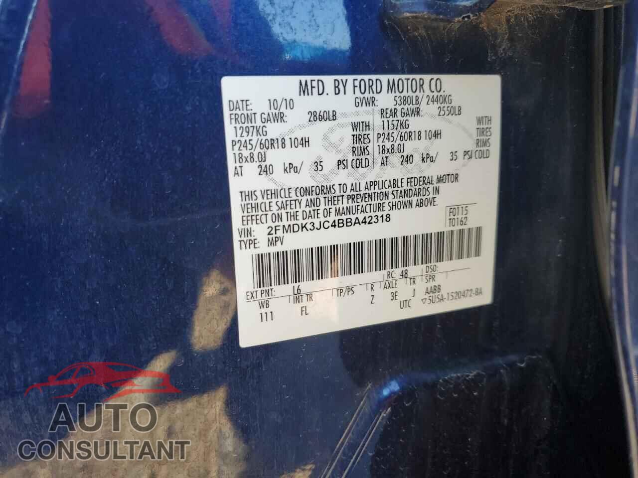 FORD EDGE 2011 - 2FMDK3JC4BBA42318
