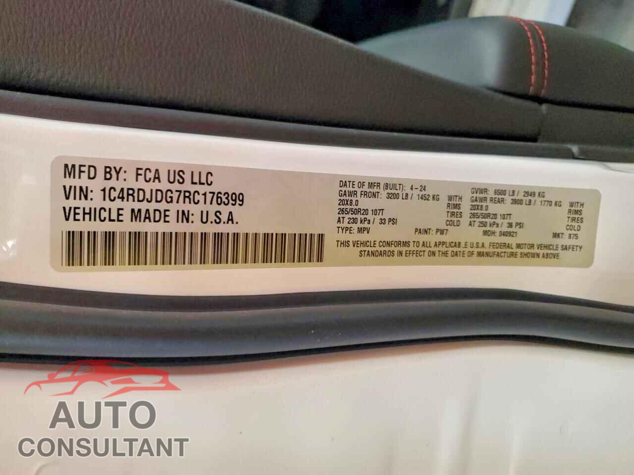 DODGE DURANGO 2024 - 1C4RDJDG7RC176399