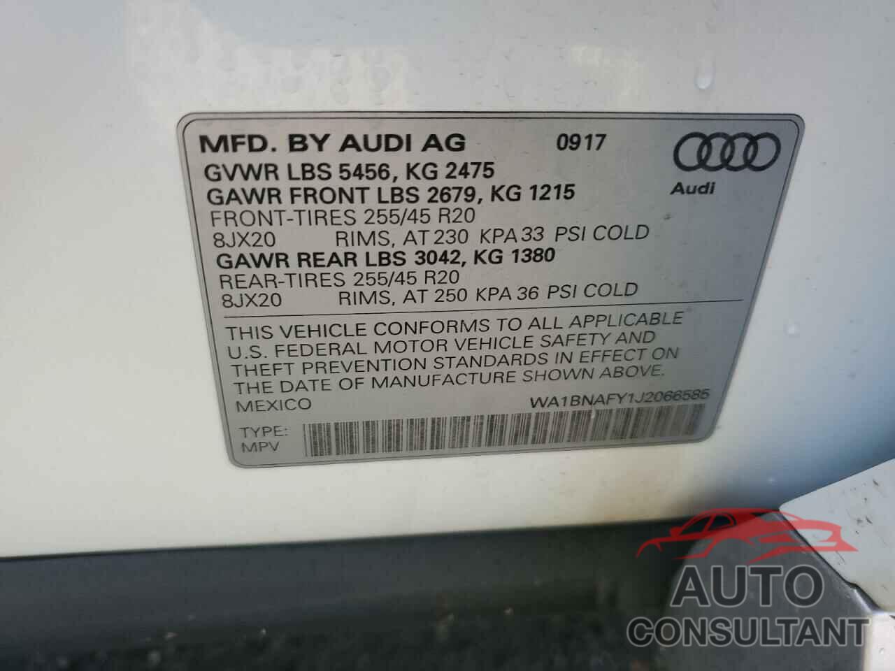 AUDI Q5 2018 - WA1BNAFY1J2066585