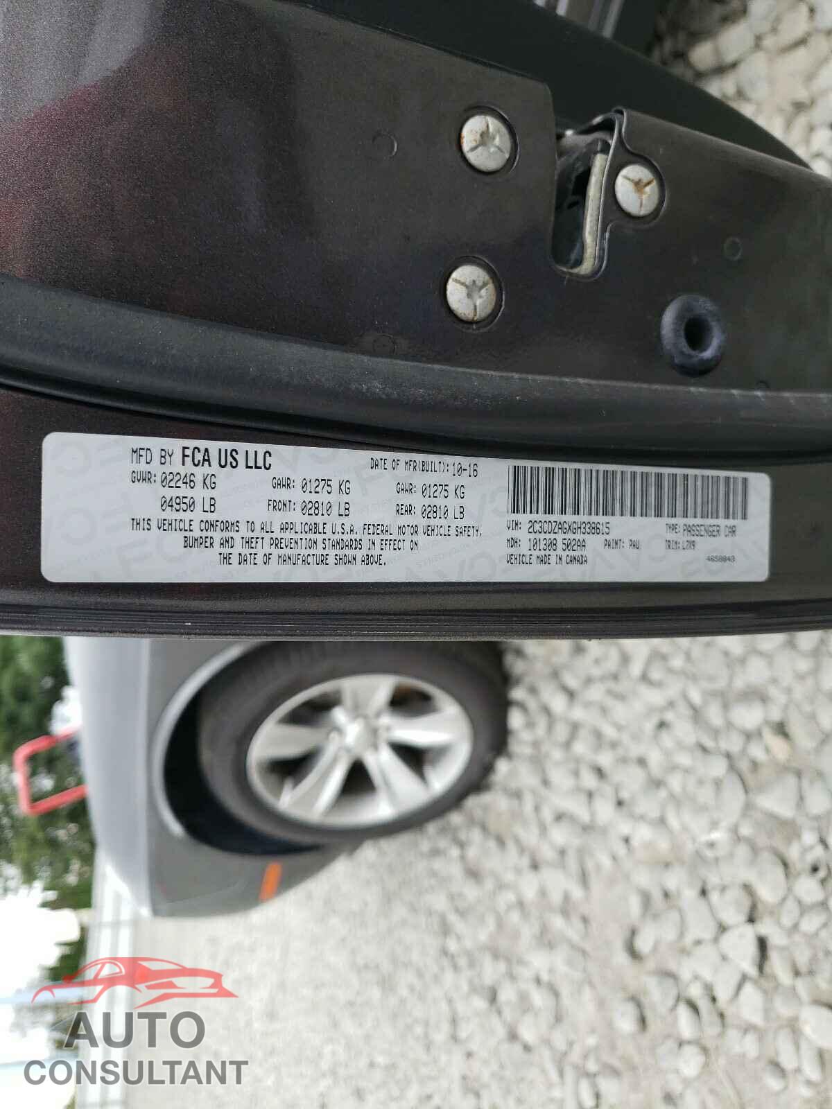 DODGE CHALLENGER 2016 - 2C3CDZAGXGH338615