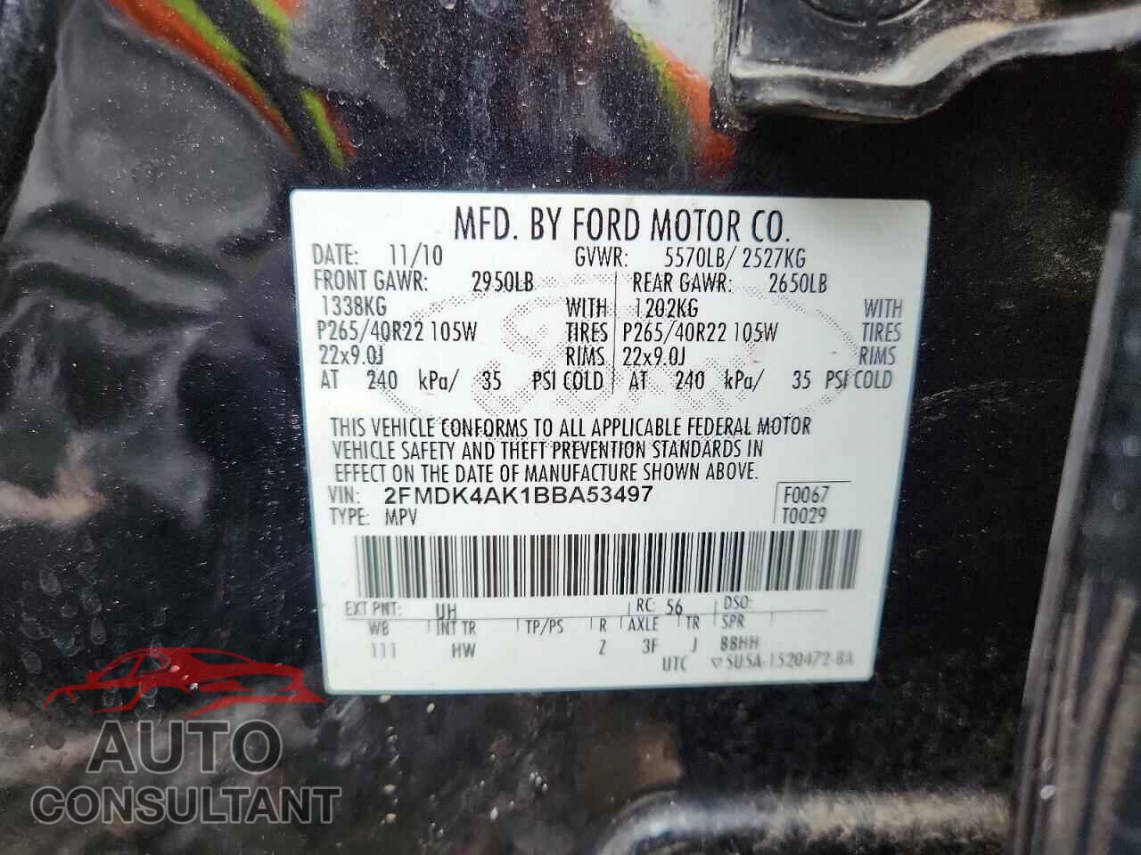FORD EDGE 2011 - 2FMDK4AK1BBA53497