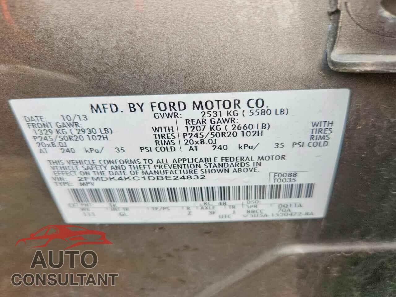 FORD EDGE 2013 - 2FMDK4KC1DBE24832