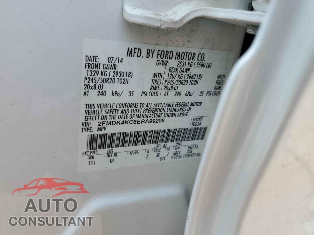 FORD EDGE 2014 - 2FMDK4KC6EBA99208