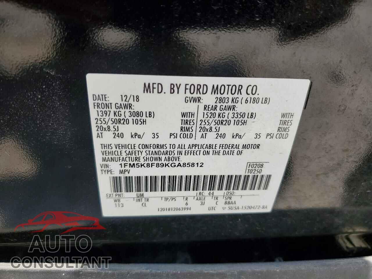 FORD EXPLORER 2019 - 1FM5K8F89KGA85812