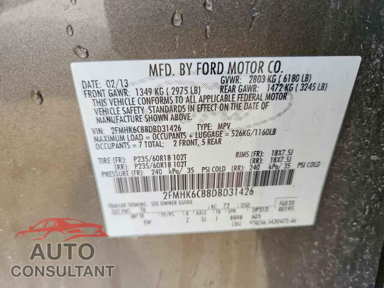 FORD FLEX 2013 - 2FMHK6C88DBD31426