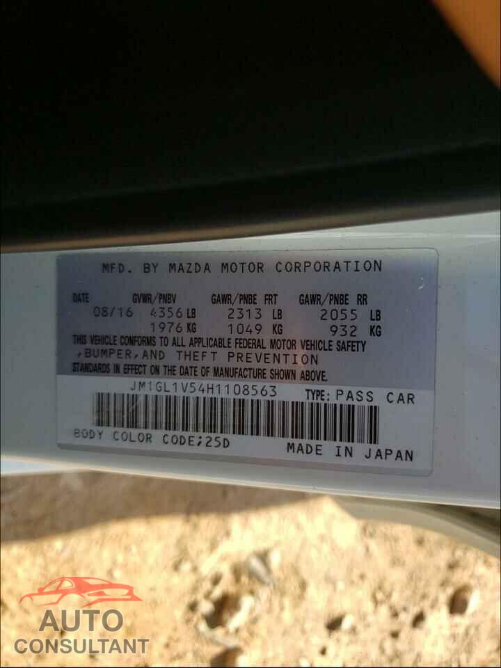 MAZDA 6 2017 - JM1GL1V54H1108563