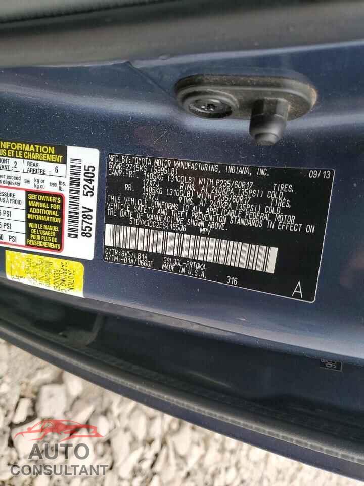 TOYOTA SIENNA 2014 - 5TDYK3DC2ES415506