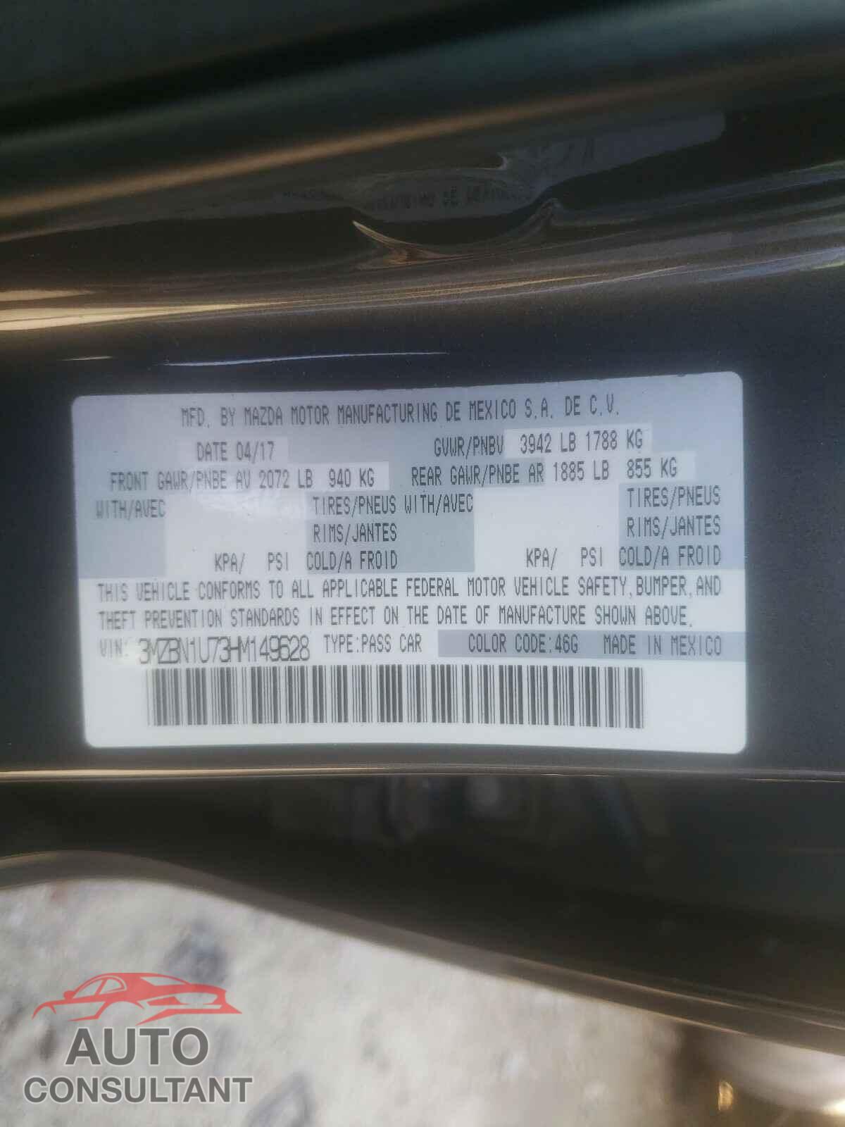 MAZDA 3 2017 - 3MZBN1U73HM149628
