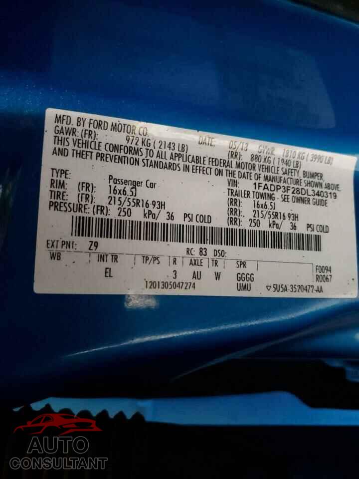 FORD FOCUS 2013 - 1FADP3F28DL340319