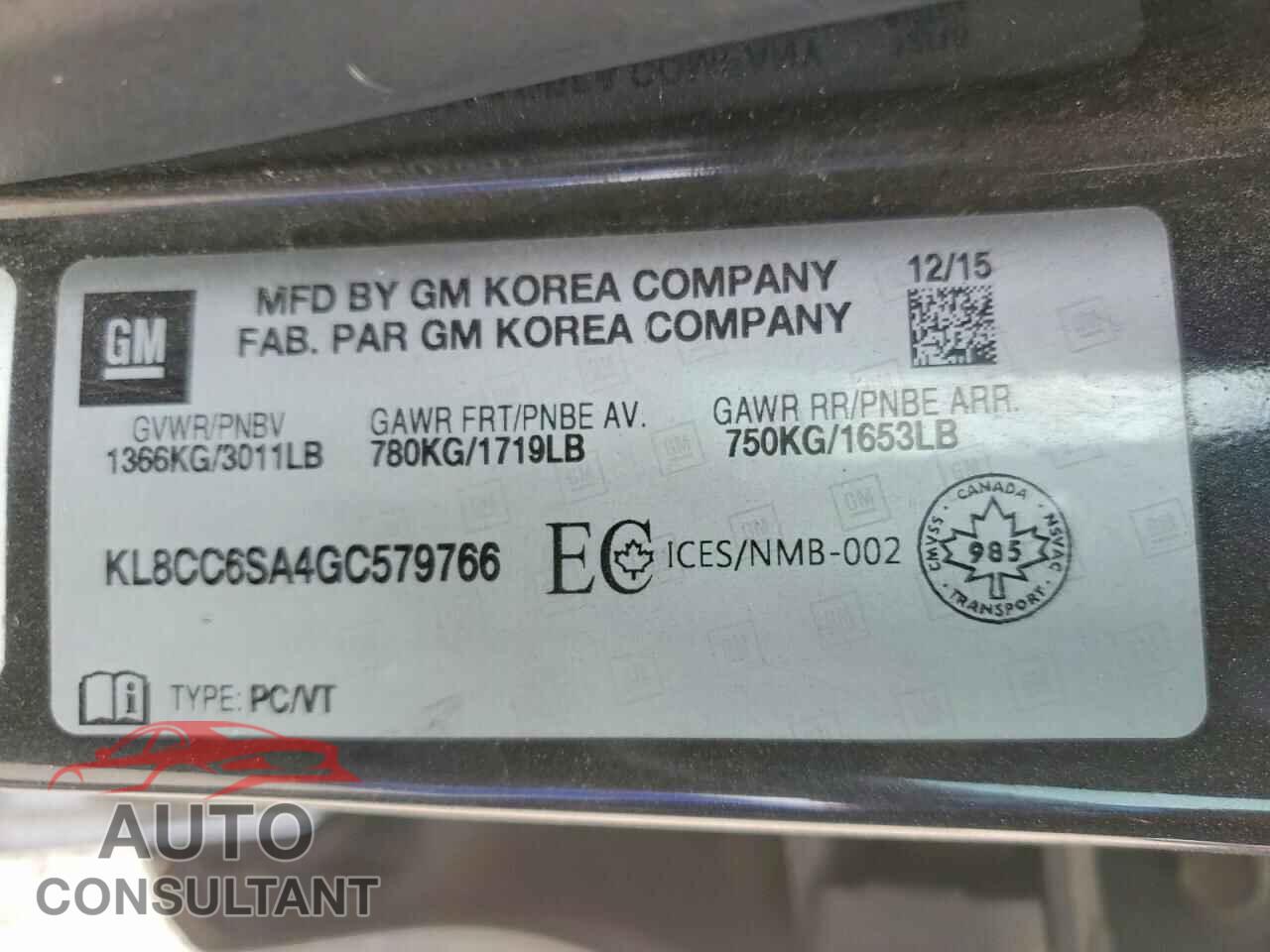 CHEVROLET SPARK 2016 - KL8CC6SA4GC579766