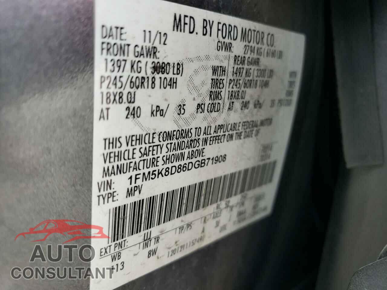 FORD EXPLORER 2013 - 1FM5K8D86DGB71908