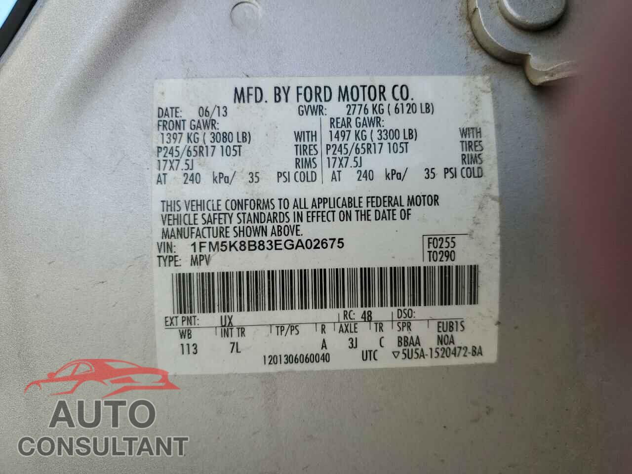 FORD EXPLORER 2014 - 1FM5K8B83EGA02675