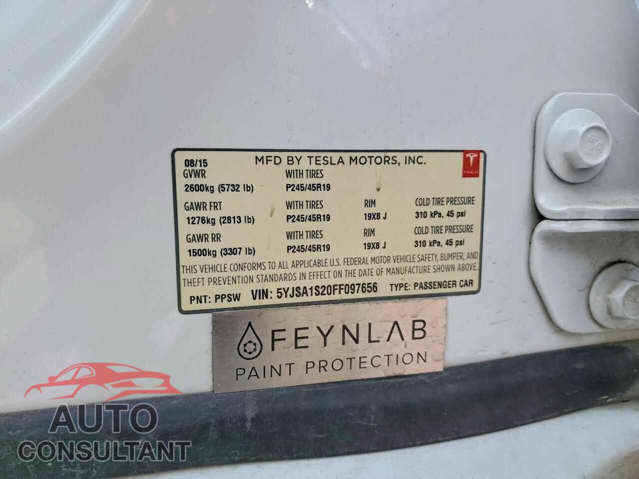 TESLA MODEL S 2015 - 5YJSA1S20FF097656