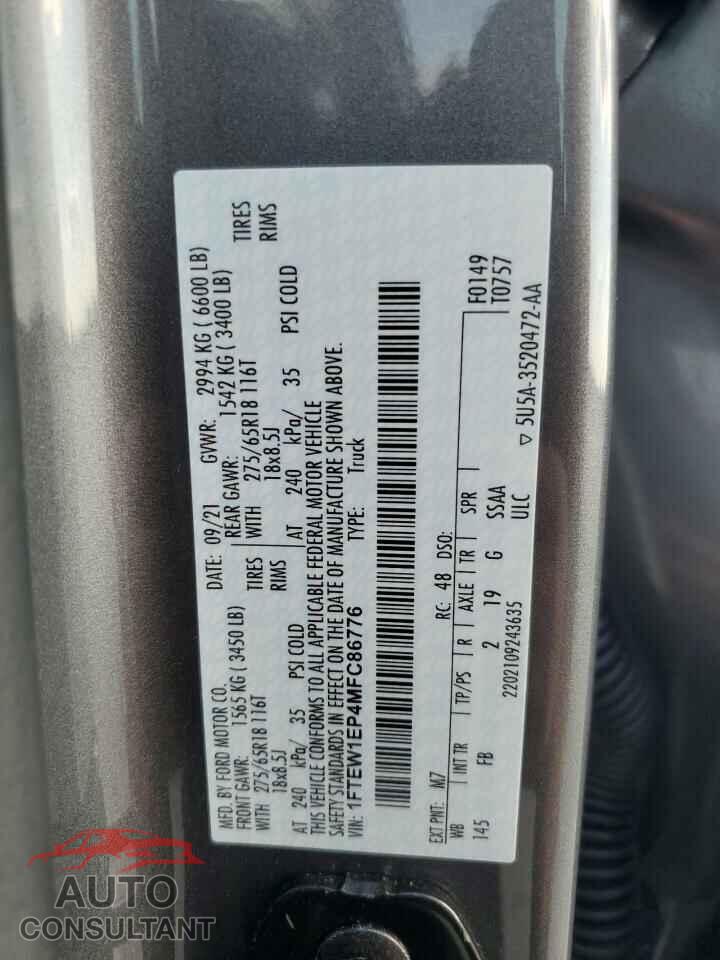 FORD F-150 2021 - 1FTEW1EP4MFC86776