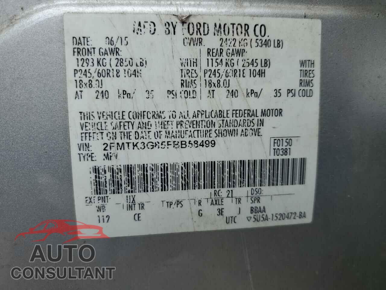 FORD EDGE 2015 - 2FMTK3G85FBB58499