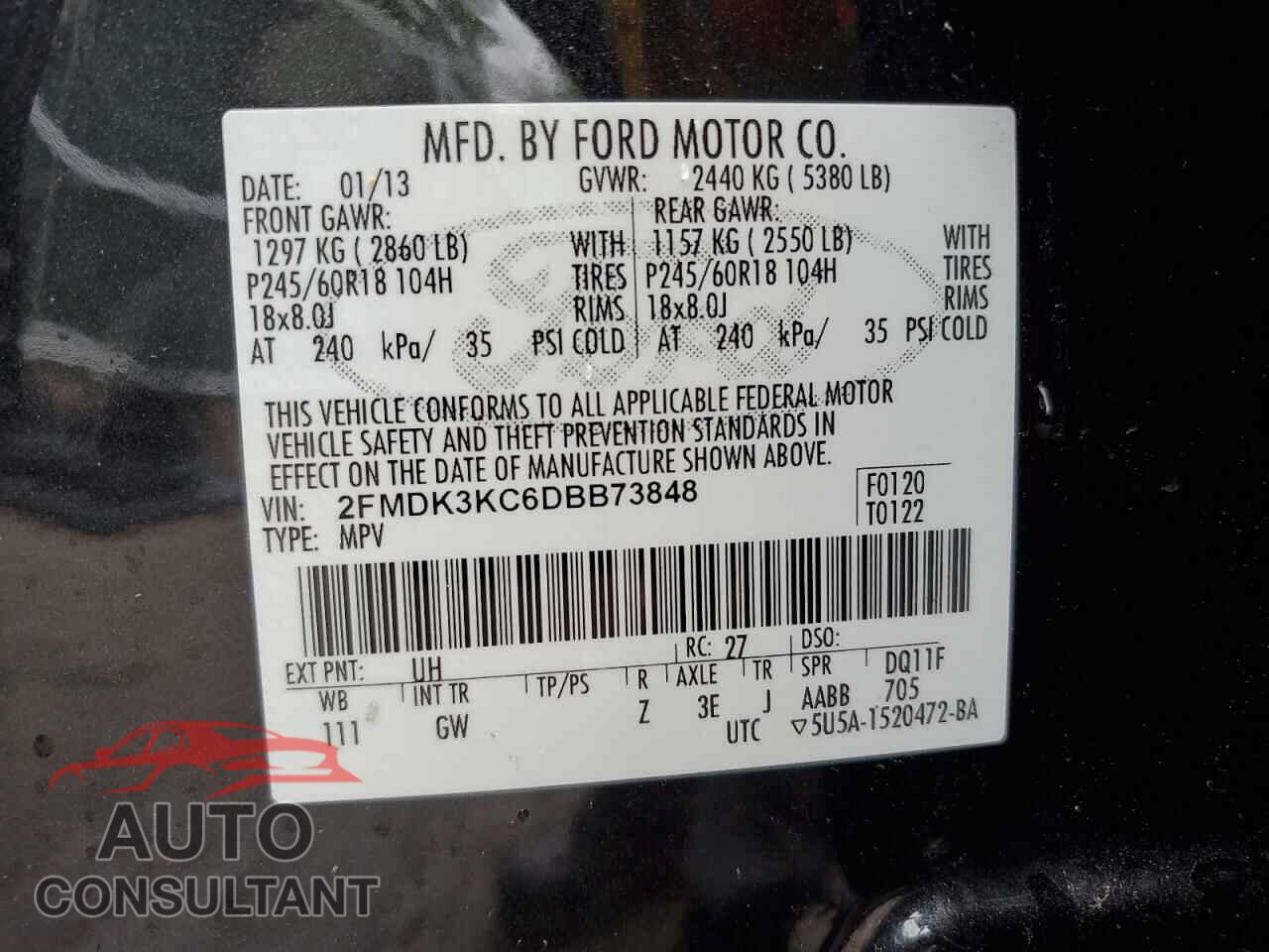 FORD EDGE 2013 - 2FMDK3KC6DBB73848