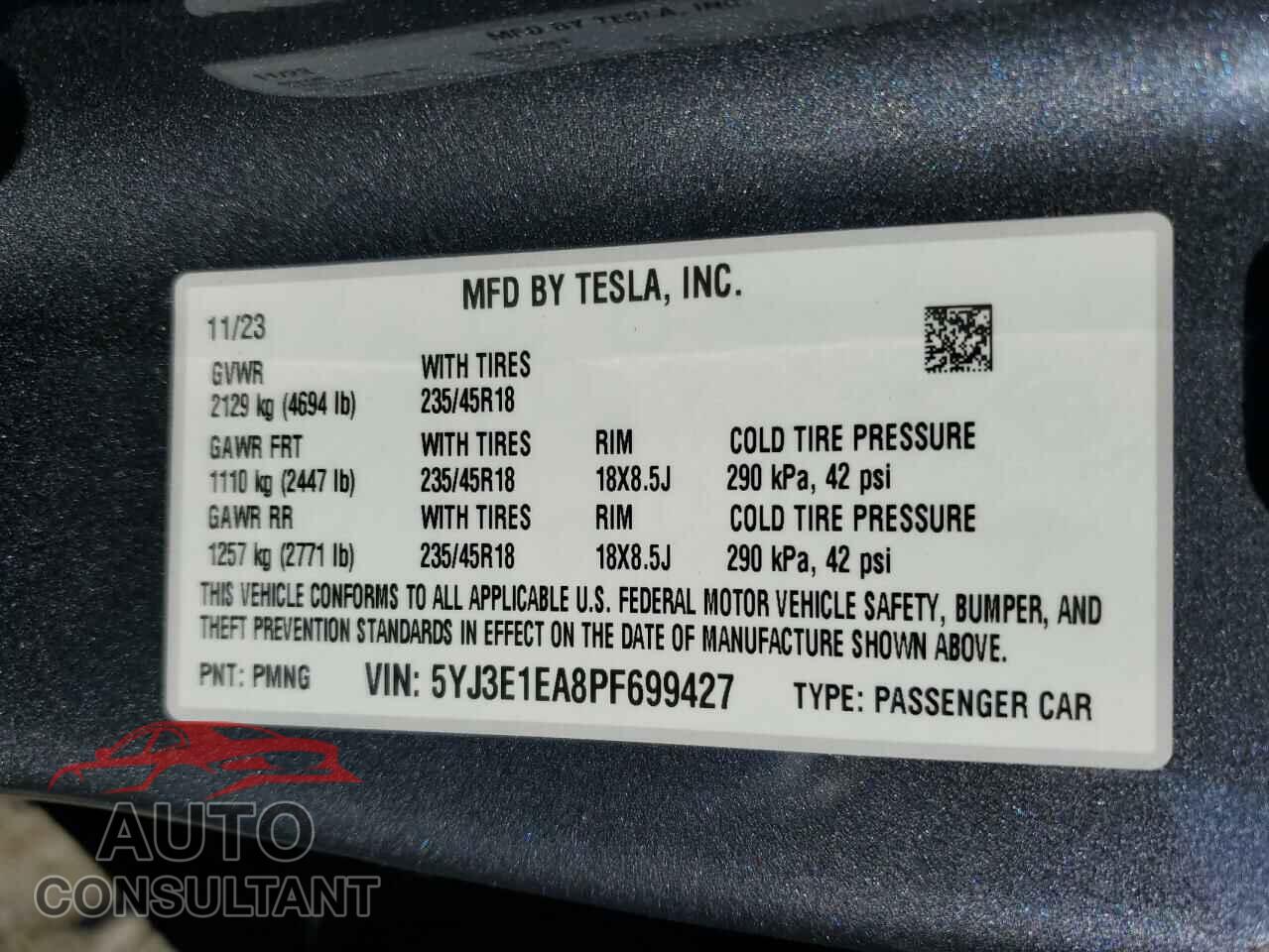 TESLA MODEL 3 2023 - 5YJ3E1EA8PF699427