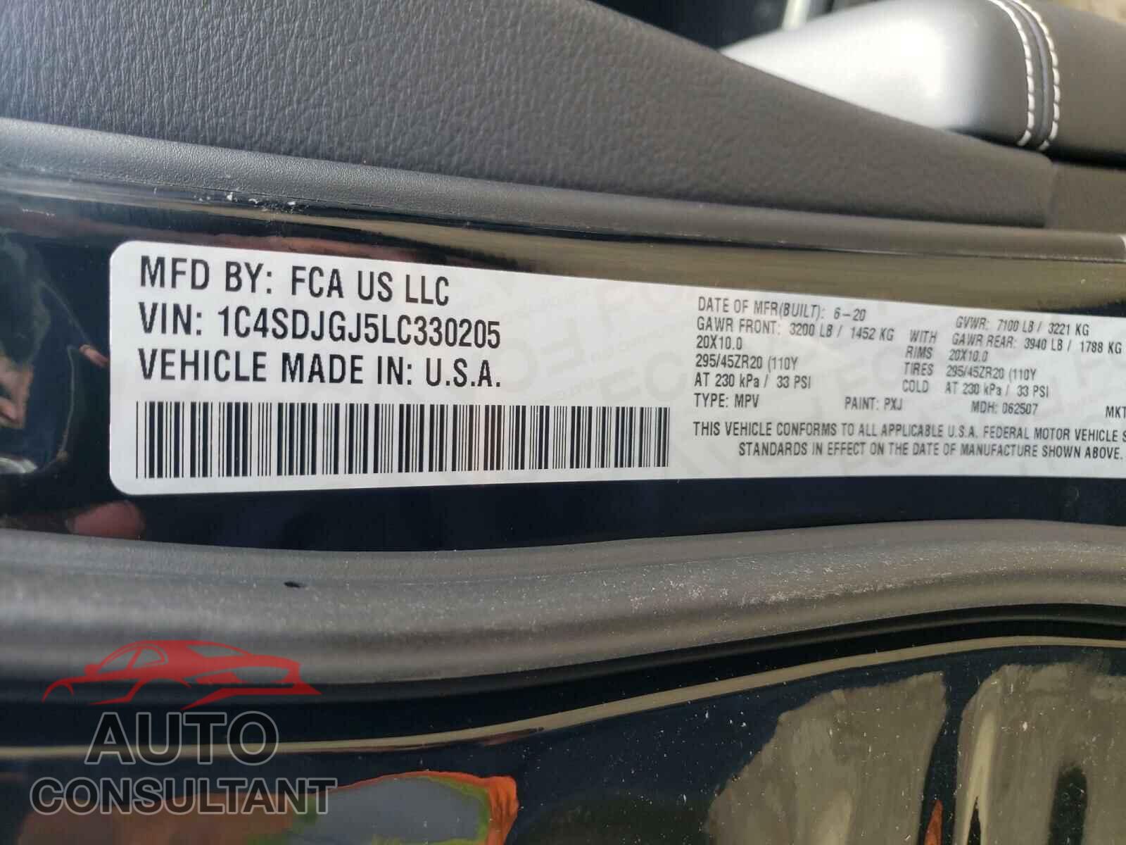 DODGE DURANGO 2020 - 1C4SDJGJ5LC330205