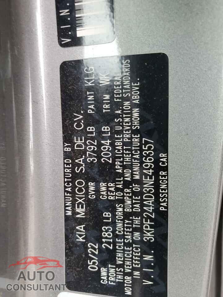 KIA FORTE 2022 - 3KPF24AD3NE496357