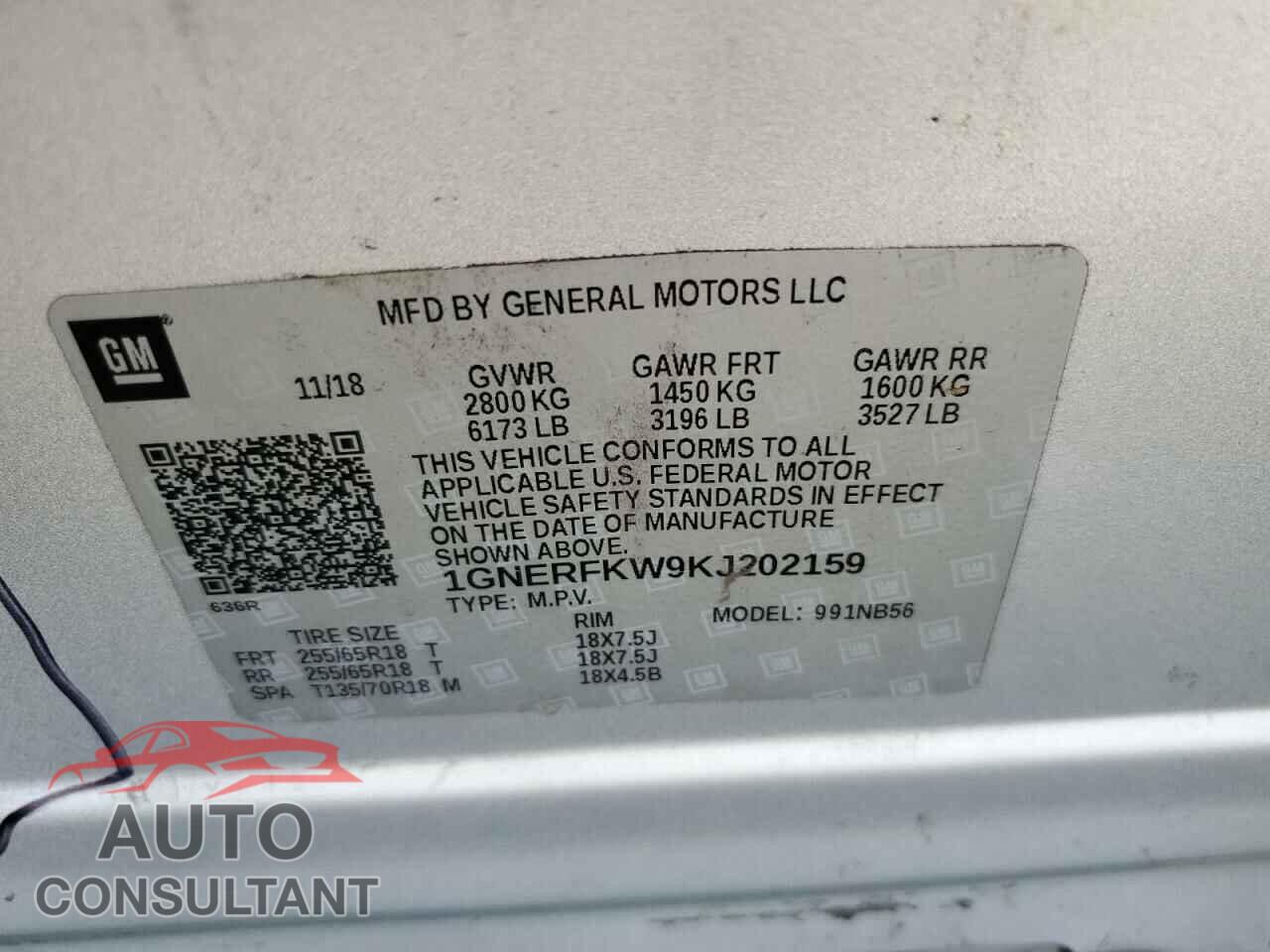 CHEVROLET TRAVERSE 2019 - 1GNERFKW9KJ202159
