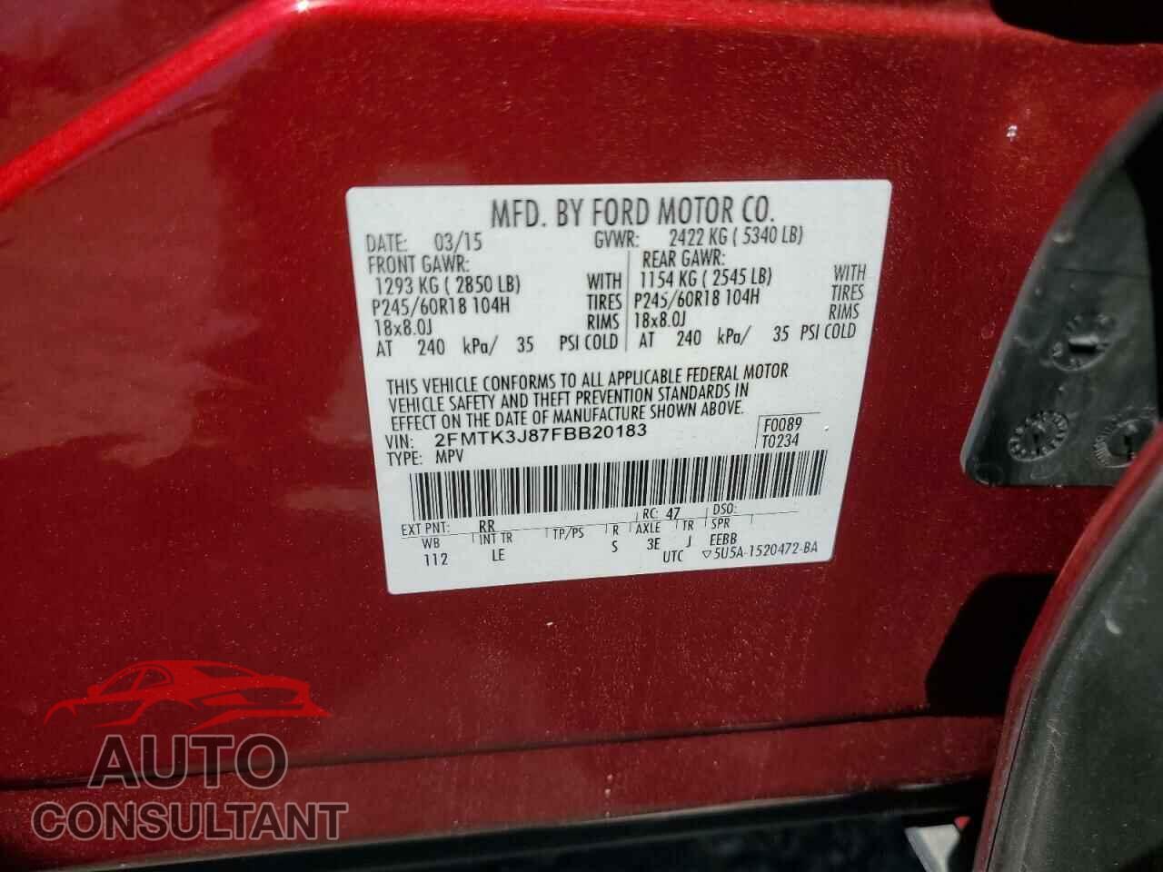 FORD EDGE 2015 - 2FMTK3J87FBB20183