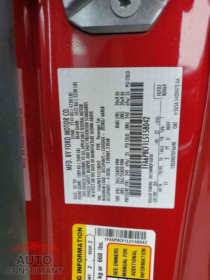 FORD MUSTANG 2020 - 1FA6P8CF1L5158042