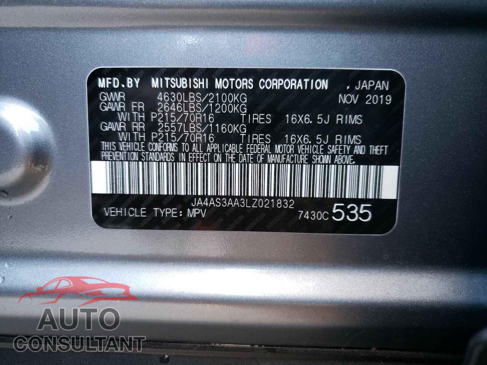 MITSUBISHI ECLIPSE 2020 - JA4AS3AA3LZ021832