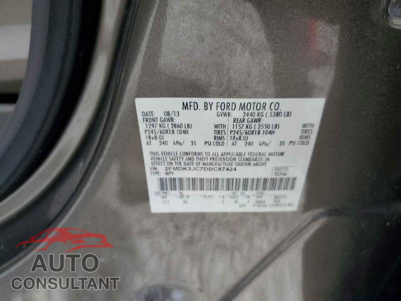 FORD EDGE 2013 - 2FMDK3JC7DBC87424