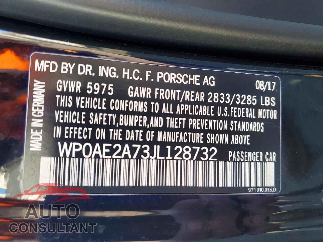 PORSCHE PANAMERA 2018 - WP0AE2A73JL128732