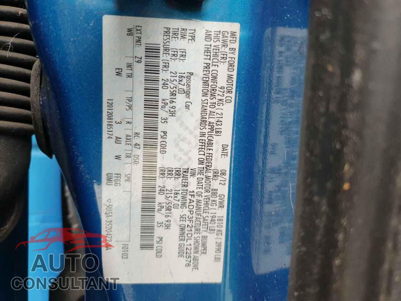 FORD FOCUS 2013 - 1FADP3F21DL122576