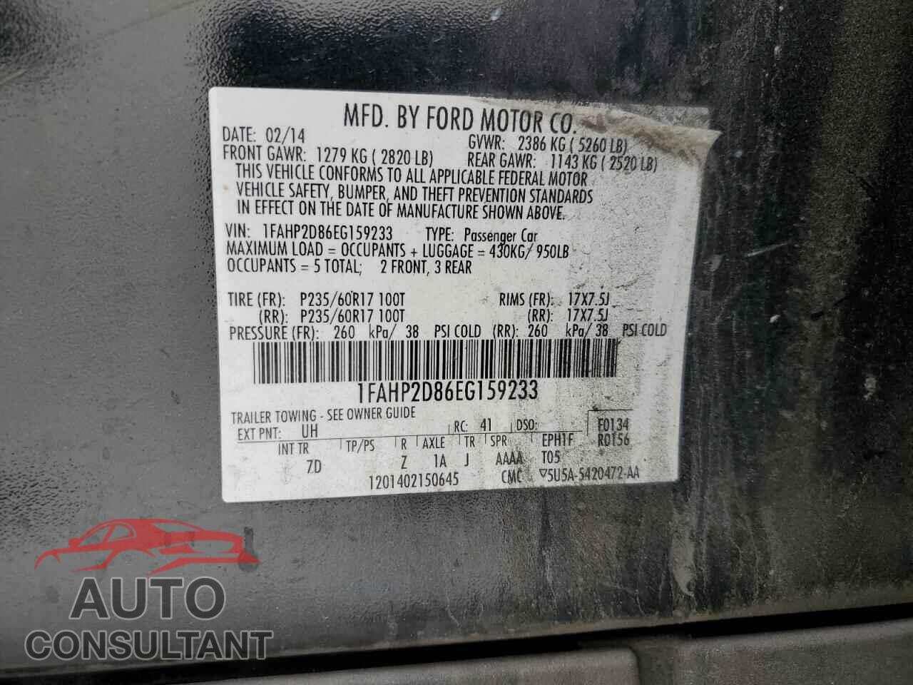 FORD TAURUS 2014 - 1FAHP2D86EG159233
