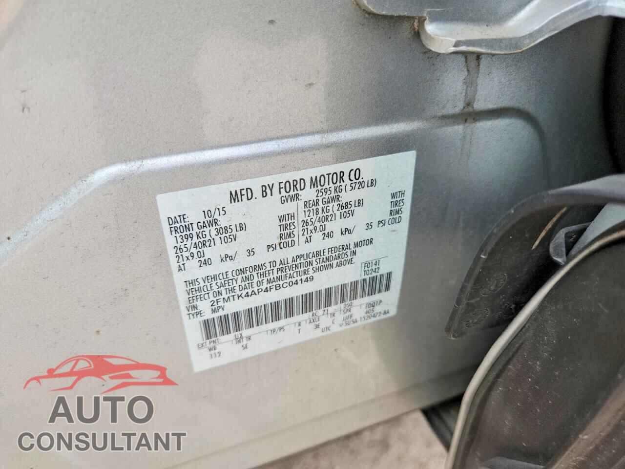 FORD EDGE 2015 - 2FMTK4AP4FBC04149