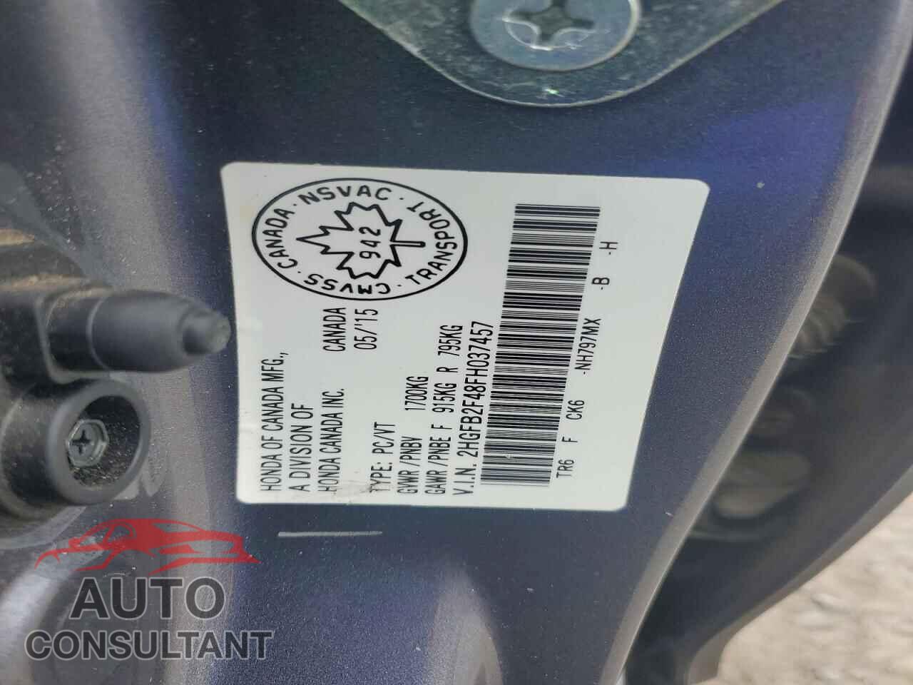 HONDA CIVIC 2015 - 2HGFB2F48FH037457