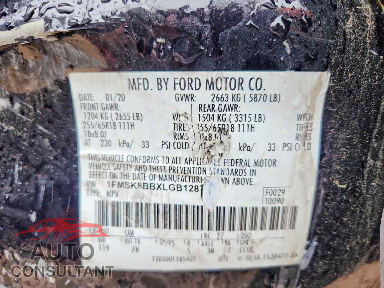 FORD EXPLORER 2020 - 1FMSK8BBXLGB12876