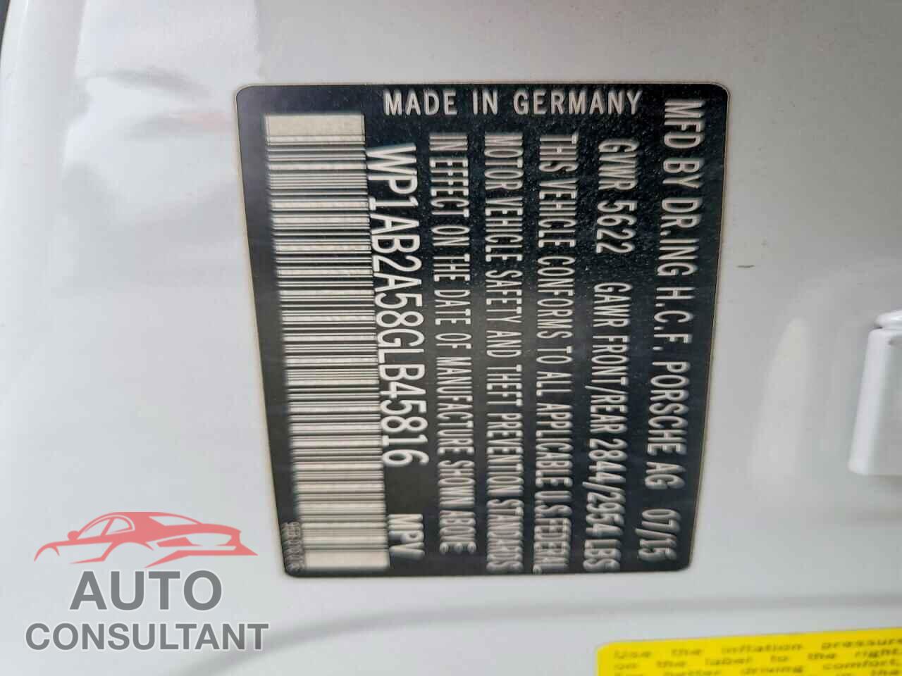 PORSCHE MACAN 2016 - WP1AB2A58GLB45816