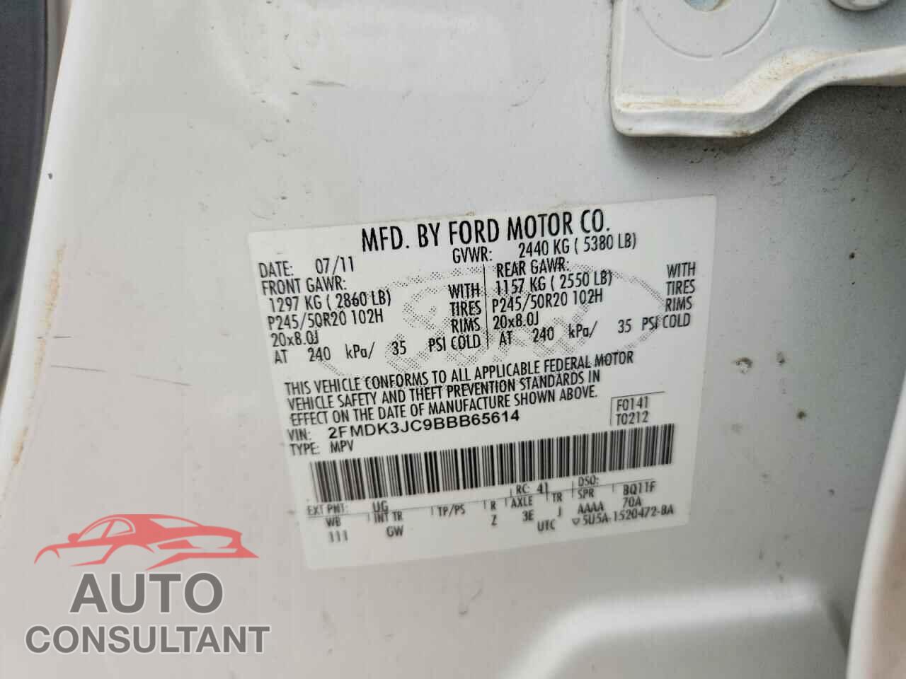 FORD EDGE 2011 - 2FMDK3JC9BBB65614