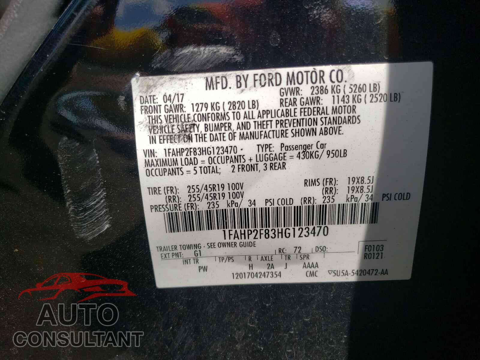 FORD TAURUS 2017 - 1FAHP2F83HG123470