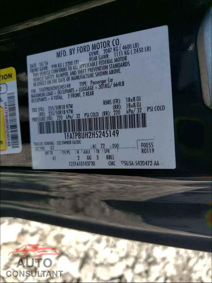 FORD MUSTANG 2017 - 1FATP8UH2H5245149