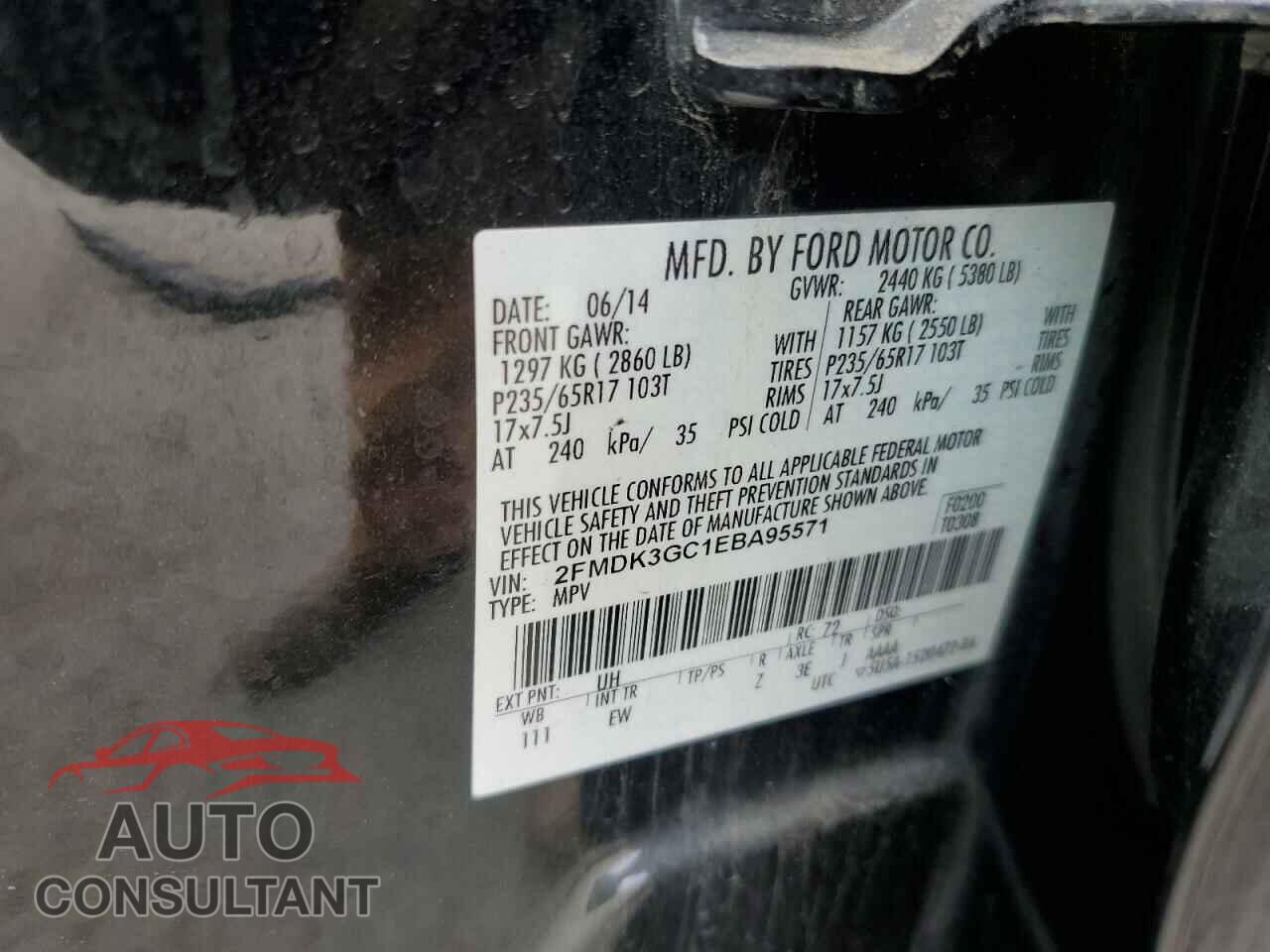 FORD EDGE 2014 - 2FMDK3GC1EBA95571