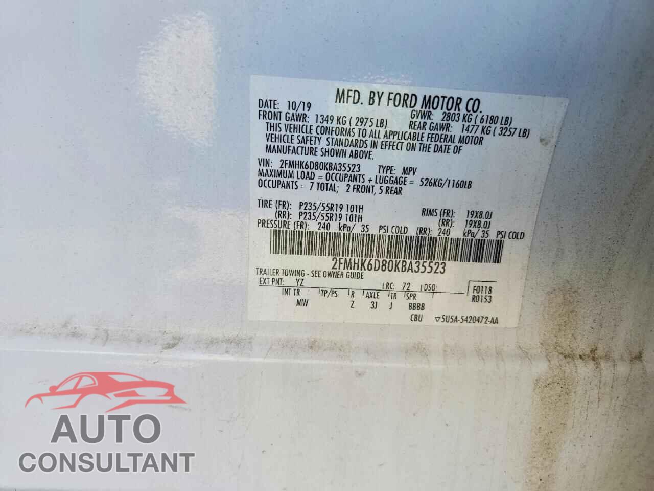 FORD FLEX 2019 - 2FMHK6D80KBA35523