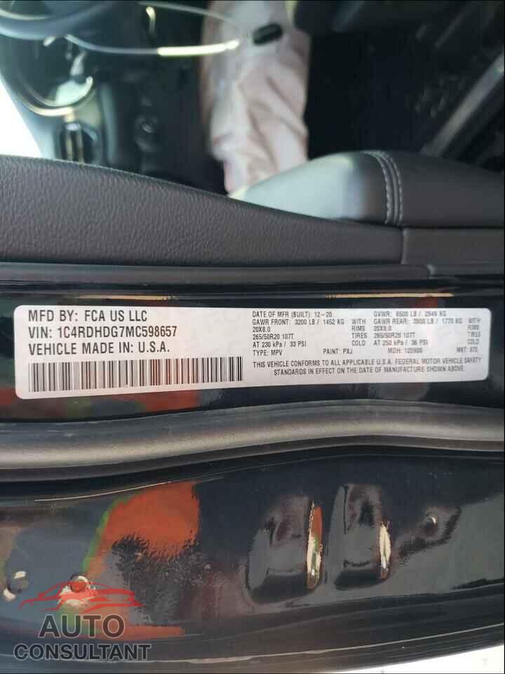 DODGE DURANGO 2021 - 1C4RDHDG7MC598657