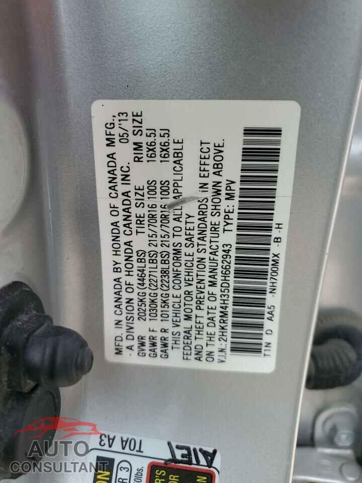 HONDA CRV 2013 - 2HKRM4H35DH662943