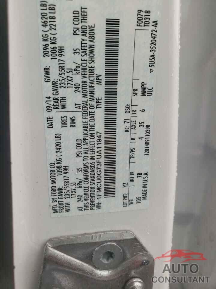 FORD ESCAPE 2015 - 1FMCU0G73FUA11947